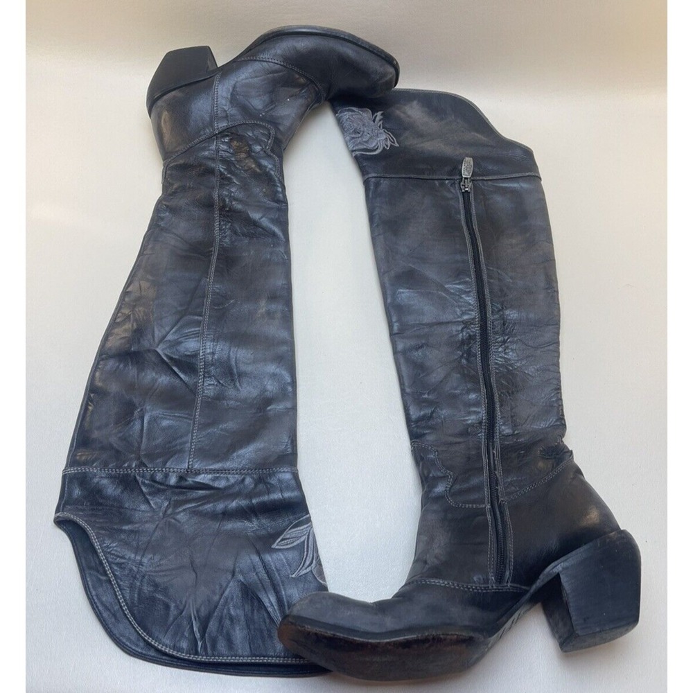 Mark Nason Women's Siren Size 7 Black  Leather Thigh High Boots Italy - Picture 6 of 15